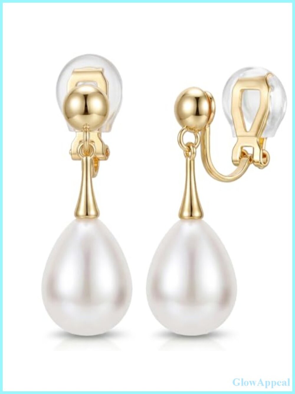 Pearl Clip On Earrings for Women Dangle Wedding Jewelry 14K Gold Plated